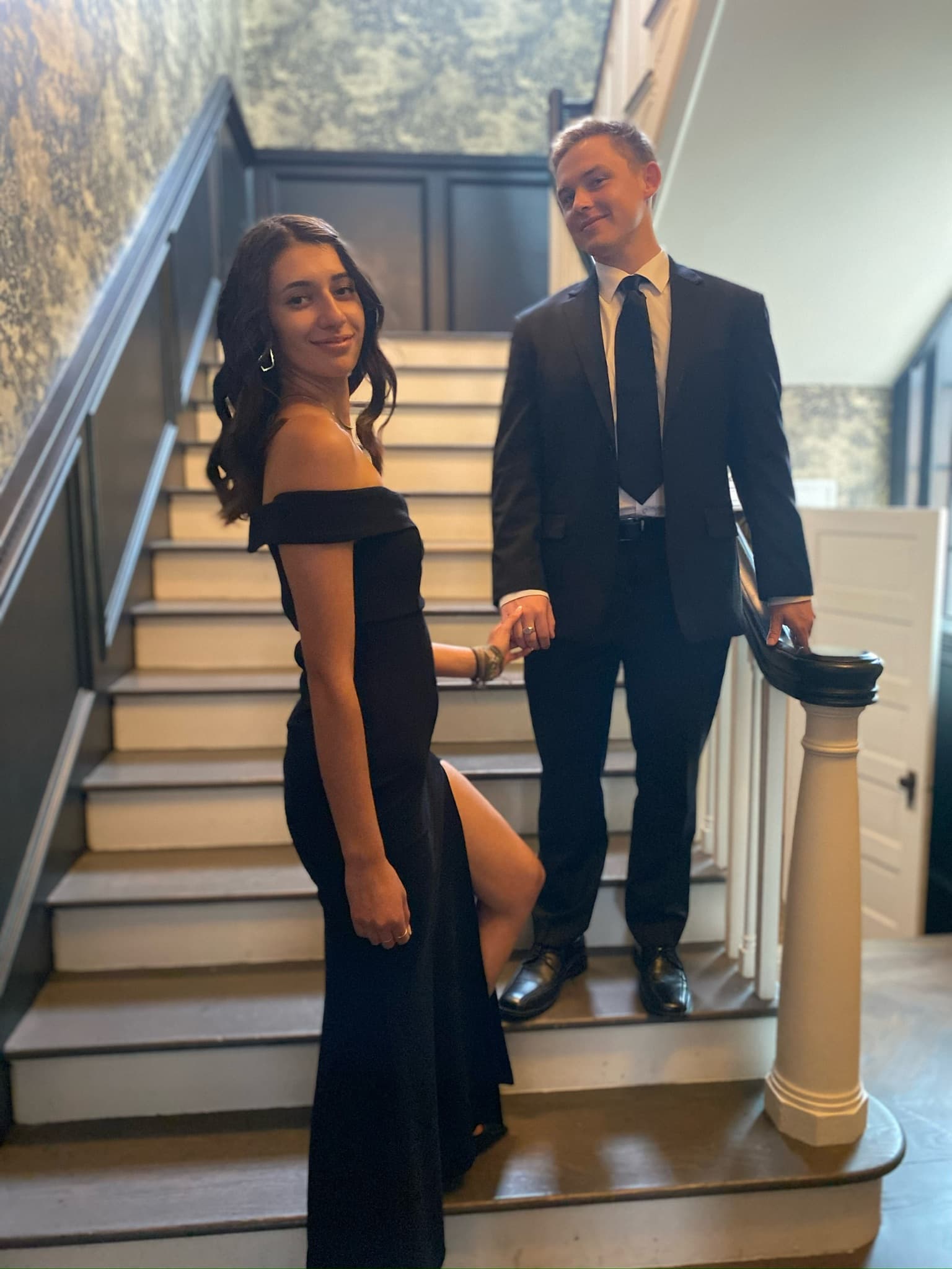 Formal portrait on the staircase — Dallas, May 2022